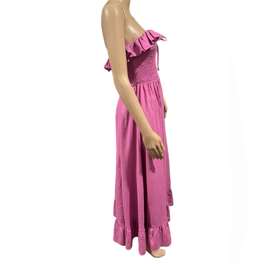 NWOT FREE PEOPLE Dress Womens Lush Life Linen Strapless Midi Opera Mauve Size S - Picture 6 of 16